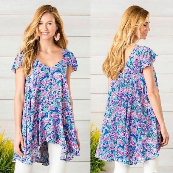 𝅺MATILDA Jane | Adventure Begins In The Maze Top Floral Trapeze V Neck - Picture 1 of 7